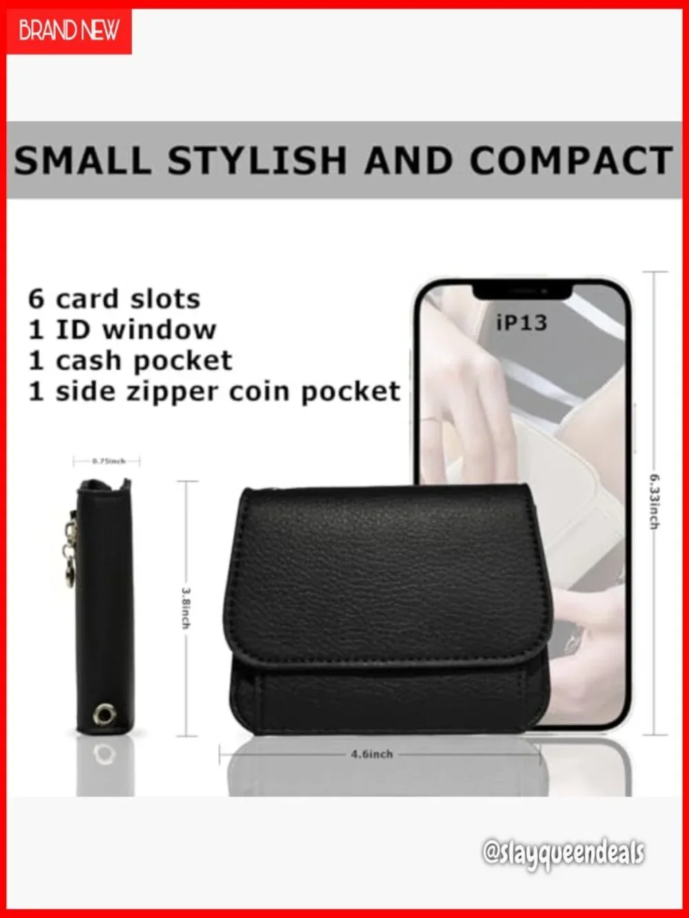Slim RFID Blocking Tri-Fold Wallet with Coin Pocket and Keychain